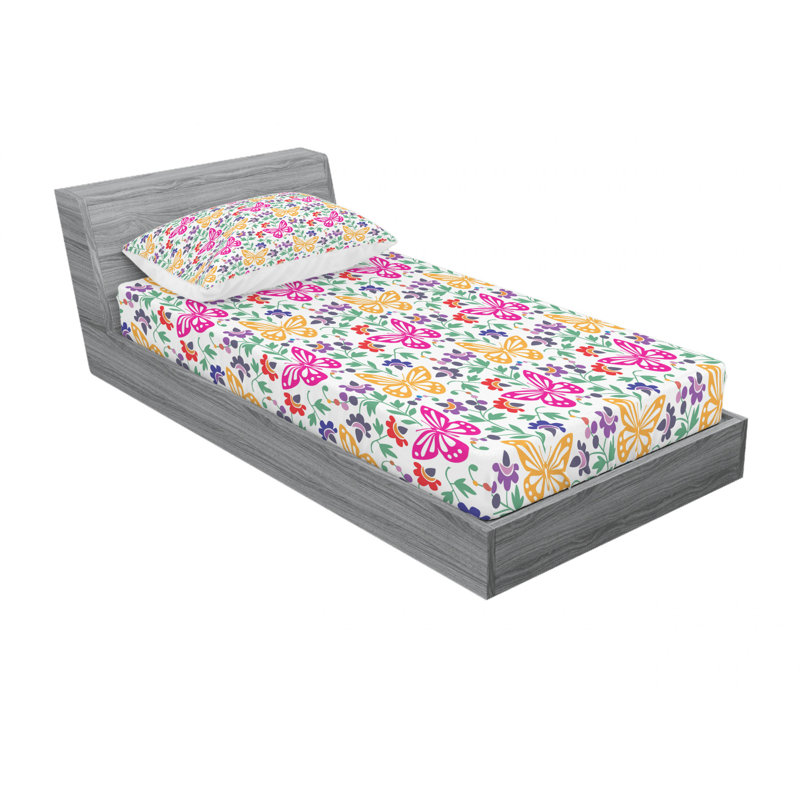 Microfiber Sheet Set, Floral 3, Twin XL Sheet Set with Fitted Sheet