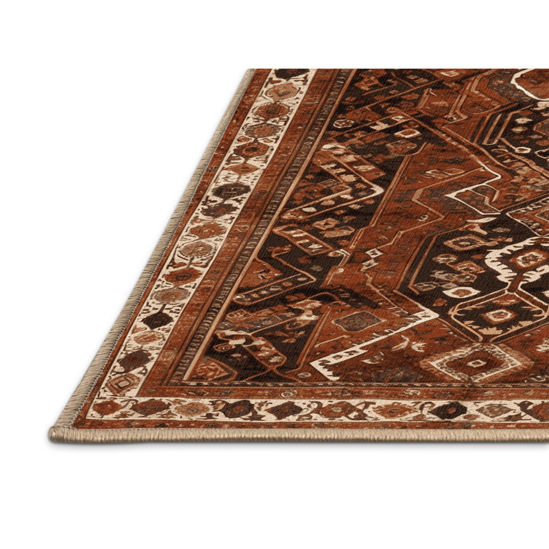 Tapis brun turc lavable à la machine, Carré 4 pi