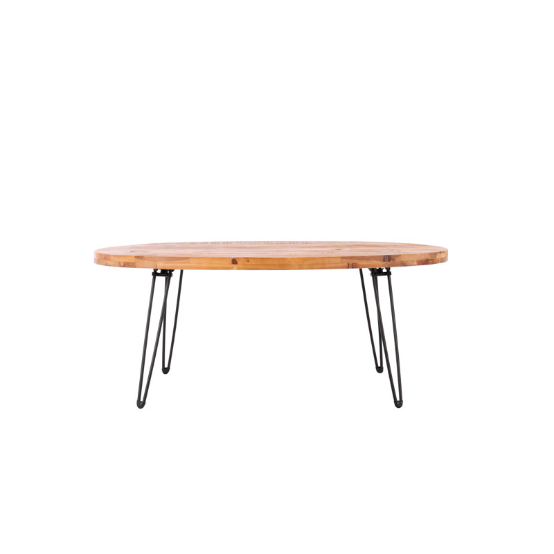 Console ovale en bois récupéré - bois massif naturel, élégante table de salon pliable chic