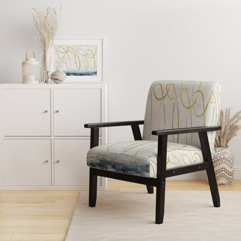 Fauteuil d'appoint rembourré «Gaison - Forme géométrique abstraite dorée»