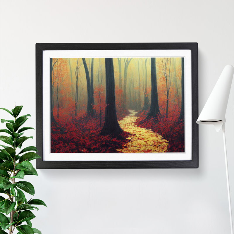 Mind Blowing Autumn Forest - Single Picture Frame Painting, Black, 46cm H x 64cm W x 2cm D