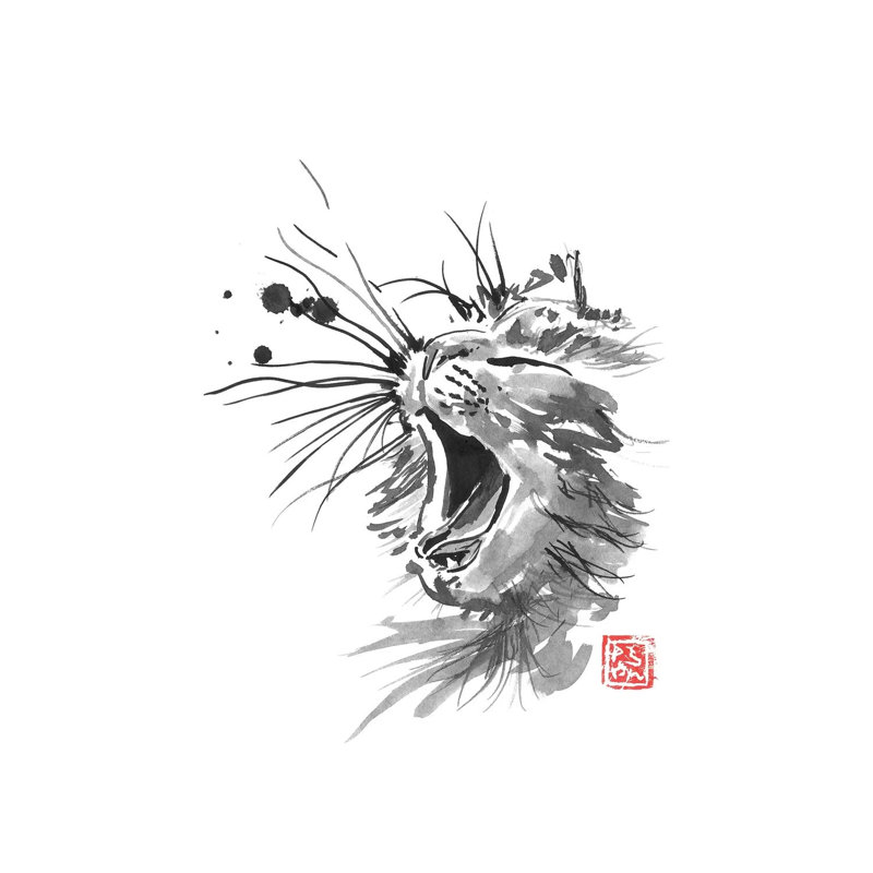 Yawning Cat by Péchane - Print on Canvas, Wrapped Canvas, 20.32 cm H x 30.48 cm W
