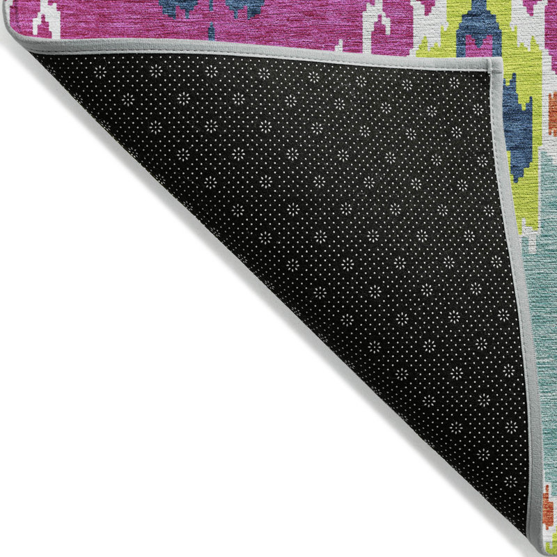 Tapis lavable intérieur ikat vert lime 8 pi x 10 pi