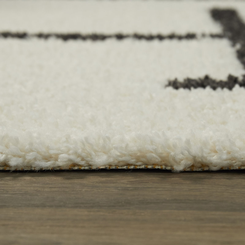 Donaeo Abstract Cream/Black Area Rug, Rectangle 5'3" x 7'