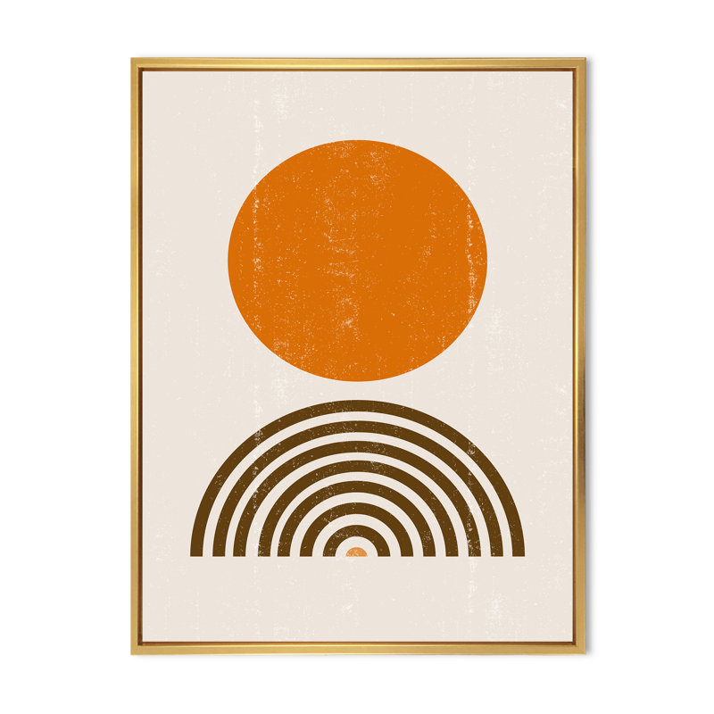 «Abstract Minimal Orange Sun and Rainbow I», cadre flottant, impression sur toile, H 40 po x l 30 po x 1,5 po