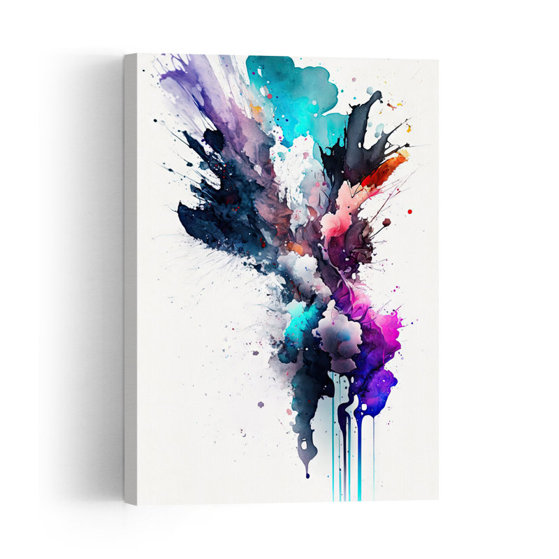 Vibrant Abstract Splash Abstract Colorful Contemporary Violet Nature Wall Art Print, 45.72cm H x 30.48cm W
