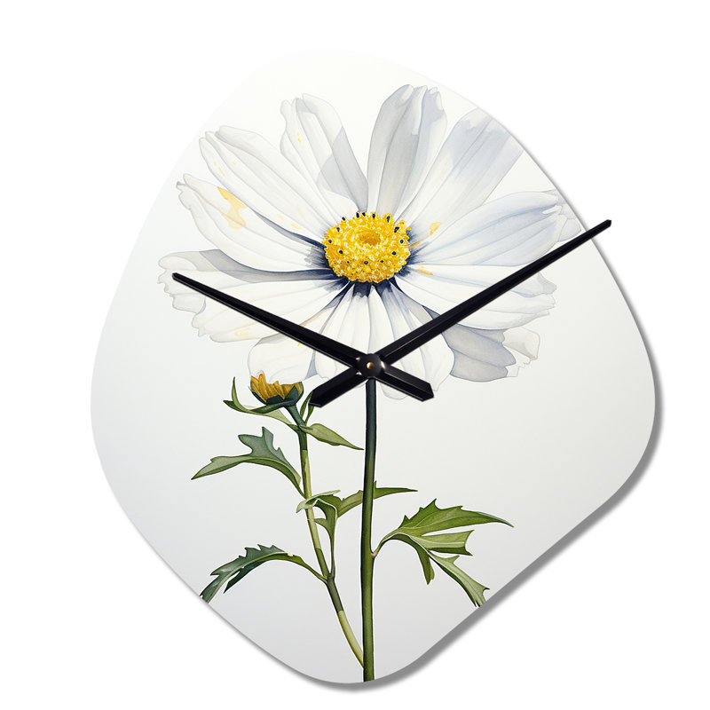 Horloge murale en forme de fleur blanche avec marguerites blanches Sublime Simplicity II, Petit