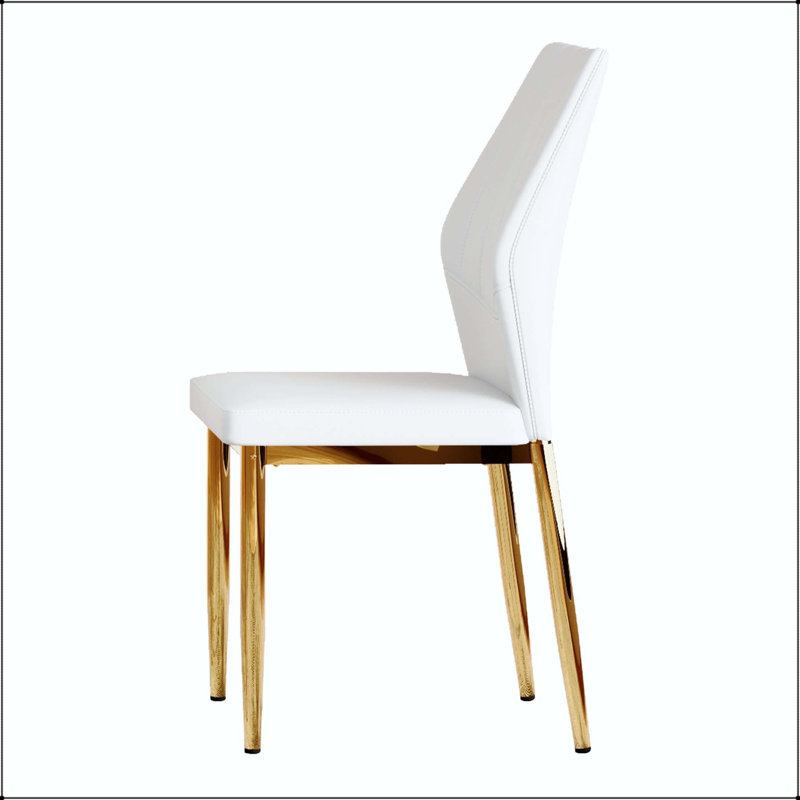 Chaise de salle à manger en polyuréthane doré et blanc - ensemble de 6, 6, White, Doré