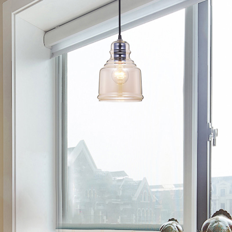 Luminaire suspendu simple en forme de cloche noire à 1 lumière de 6 po Nickelson