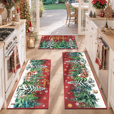 Non-Slip Washable Kitchen Mat Christmas Decor (Set of 3)