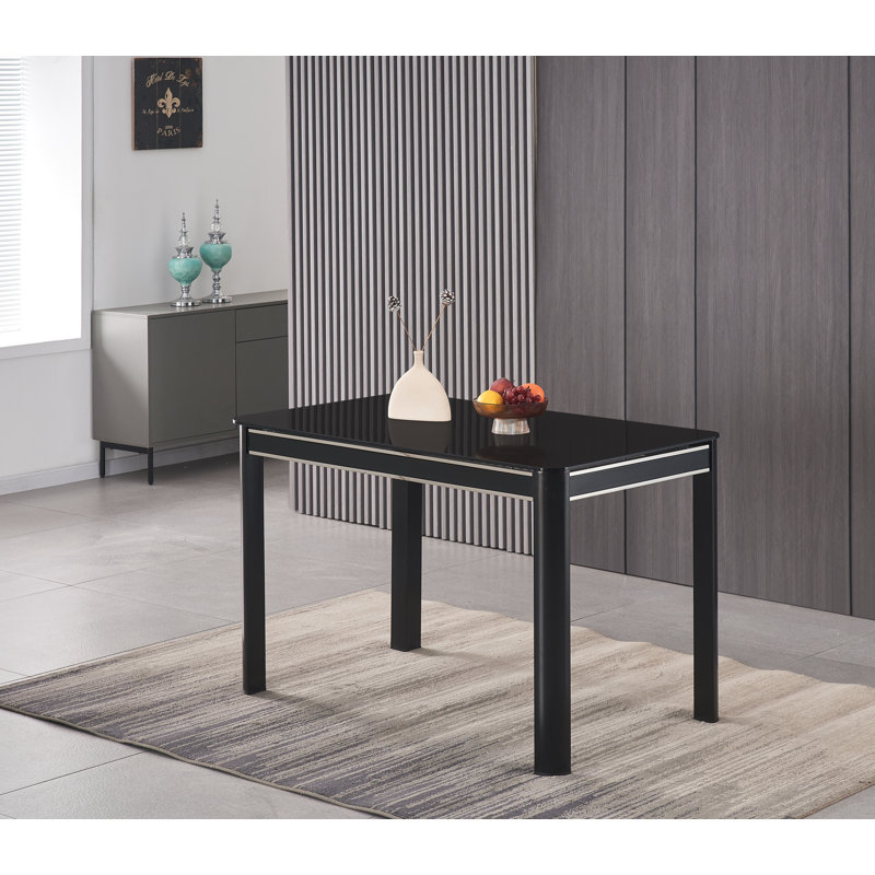 Brid Metal Base Dining Table, Black