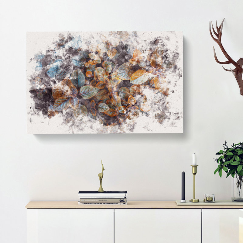 Pretty Leaves Watercolour - Wrapped Canvas, 60cm H x 91cm W x 3cm D