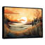 Automne, arbres et plantes sous la rivière Warm Sunset - Paysage abstrait, art mural, salon-656786079-656786080