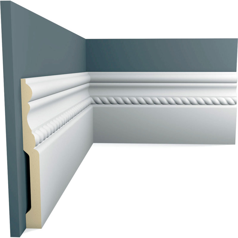 SAMPLE - Endurathane Oslo Rope Baseboard Moulding, 6"H x 5/8"P x 12"L, Factory Primed