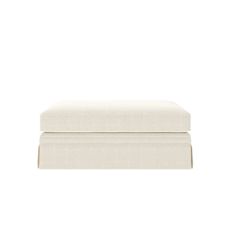 Repose-pieds rembourré avec rangement Shelby, Tissu performance bouclé Davis Pearl