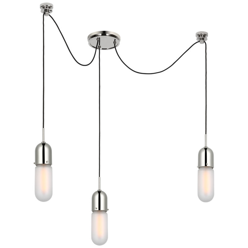 Junio 3 - Light Chandelier, Frosted, Polished Nickel