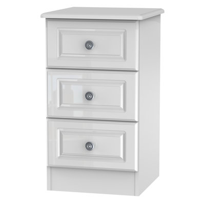 Fully Assembled Argyle 3 Drawer Bedside Table