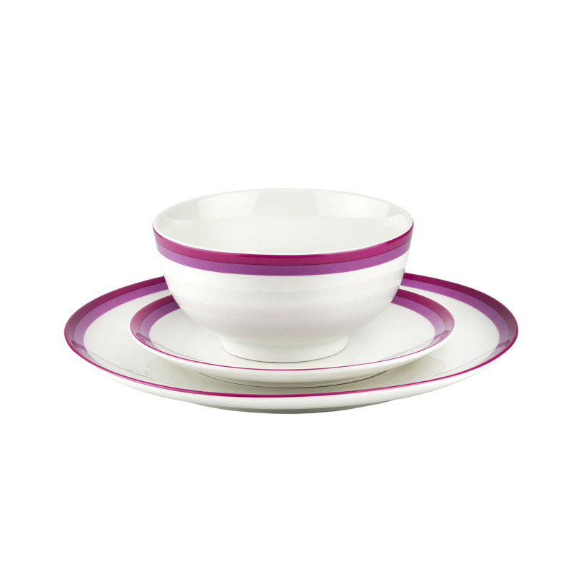Service de table en porcelaine 12 pièces Amelia, Mauve