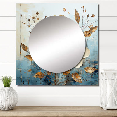 Deella - Leaves Square Mirror Wall Art For Bathroom