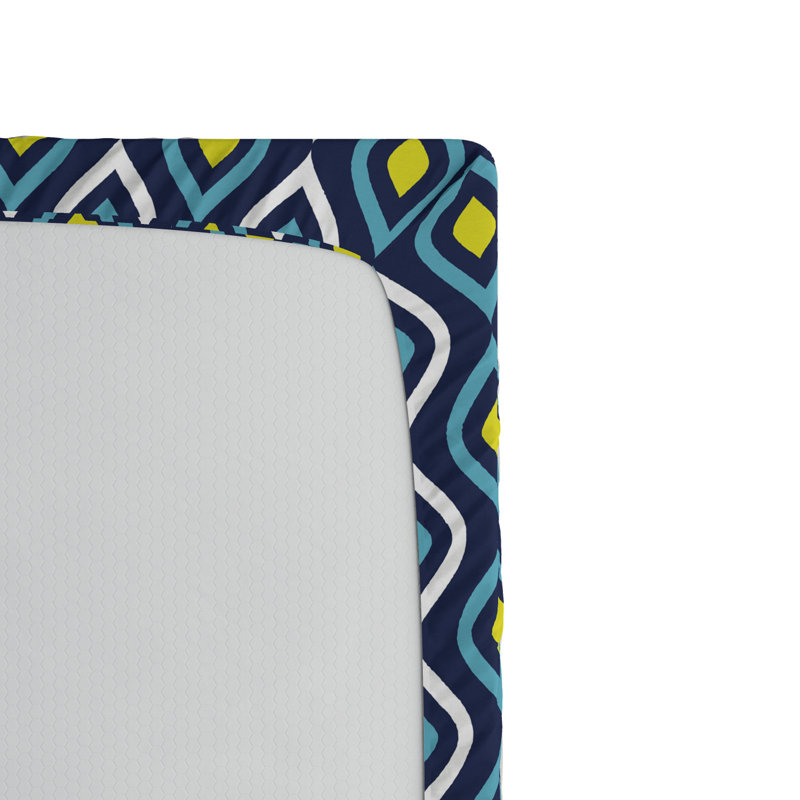 Microfiber Geometric Fitted Sheet, Queen Fitted Sheet