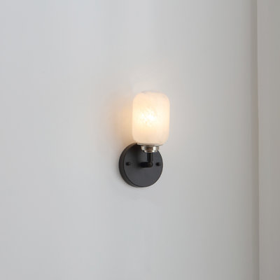 Vidalite Seren 1-Light Matte Black Wall Sconce Light with Handmade Glass Shades, Modern Style Wall Lamp with Rotatable Light