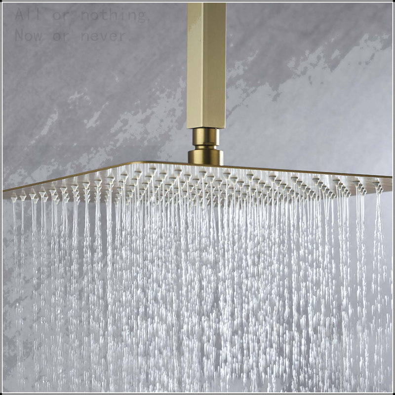 Pomme de douche carrée 16 pouces en acier inoxydable 304 noir mat, Noir mat