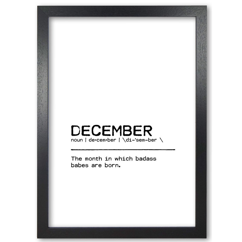 December Badass 1 Piece Single Picture Frame Wall Art, 30 cm H x 21 cm W x 5 cm D, Black Grain Frame