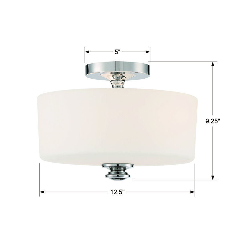 Nula Glass Semi Flush Mount, Polished Nickel