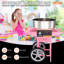 Machine à barbe à papa électrique avec chariot, machine à café commerciale de 1000 W avec bol en acier inoxydable, cuillère à sucre et tiroir, parfaite pour la maison, l'anniversaire des enfants, une fête de famille, rose