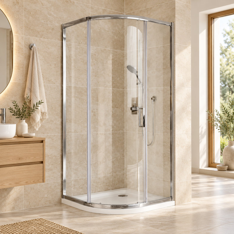 Feora Semi-Frameless Shower Enclosure, 900mm W x 760mm D