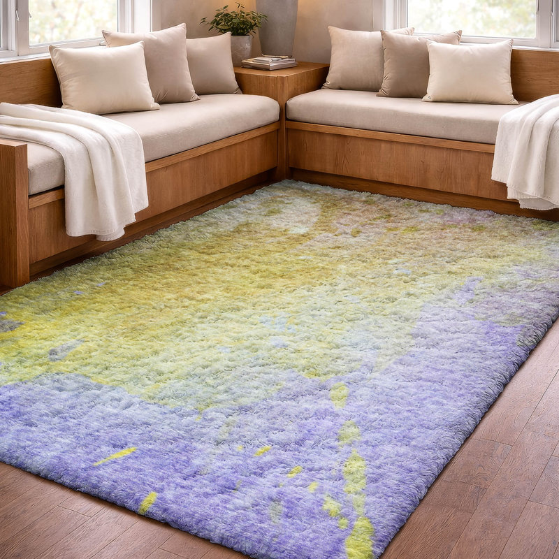 Tapis à poil long de qualité supérieure lavable à la machine ADS562, Blé, 9 pi x 12 pi