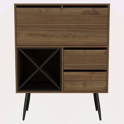 4-Bottle 2-Drawer Bar Cabinet