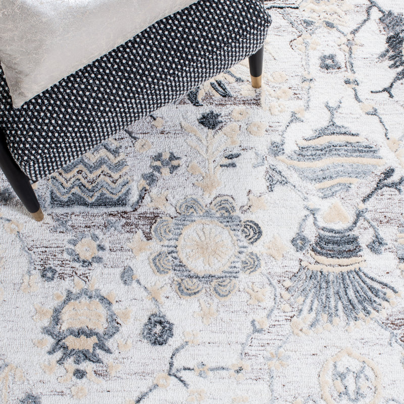 Glamour Hand Tufted Performance Floral Rug, Square 6'