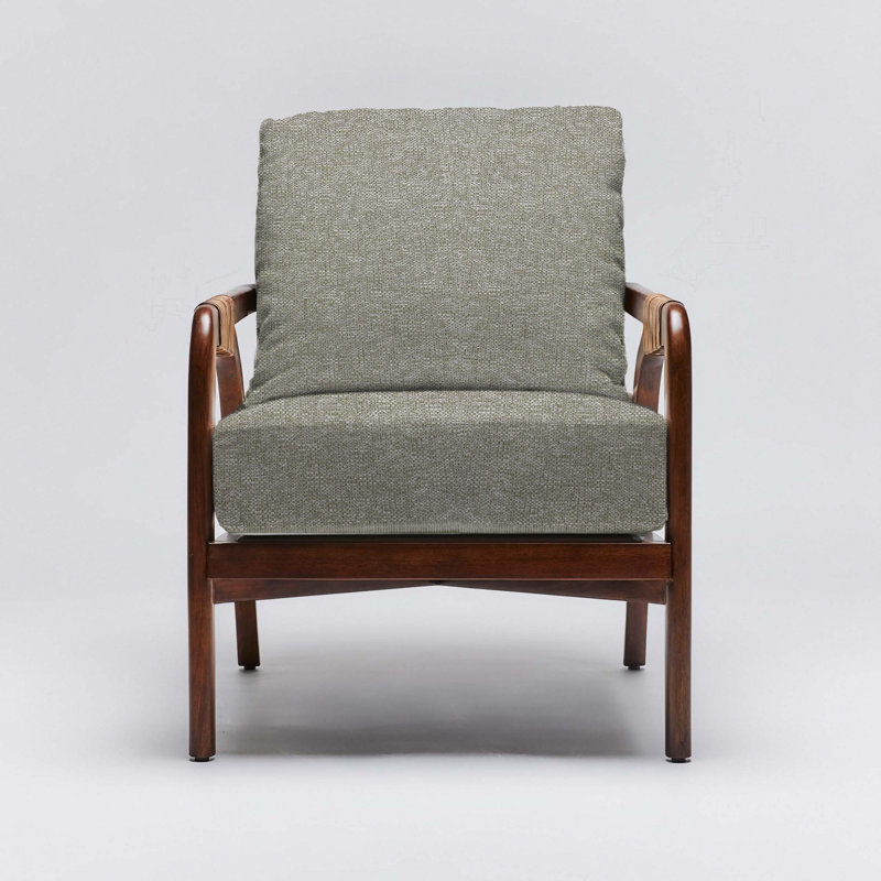Delray Upholstered Armchair, Light Chestnut, Moss Tweed