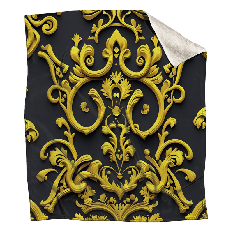 Gold Ornate Scrollwork Blankets, 60in W x 80in H