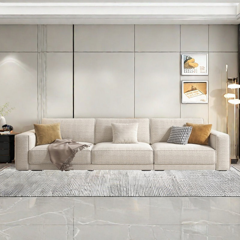 Canapé simple et moderne en coton et lin, 4, H 32,28 po x l 122,04 po x P 39,37 po