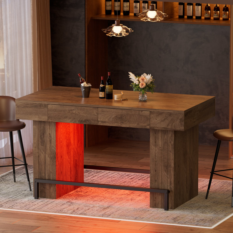 Table de bar à hauteur de comptoir avec repose-pieds en métal, table de pub de 63 po avec tiroirs pour la salle à manger, le coin-repas ou la cuisine à domicile