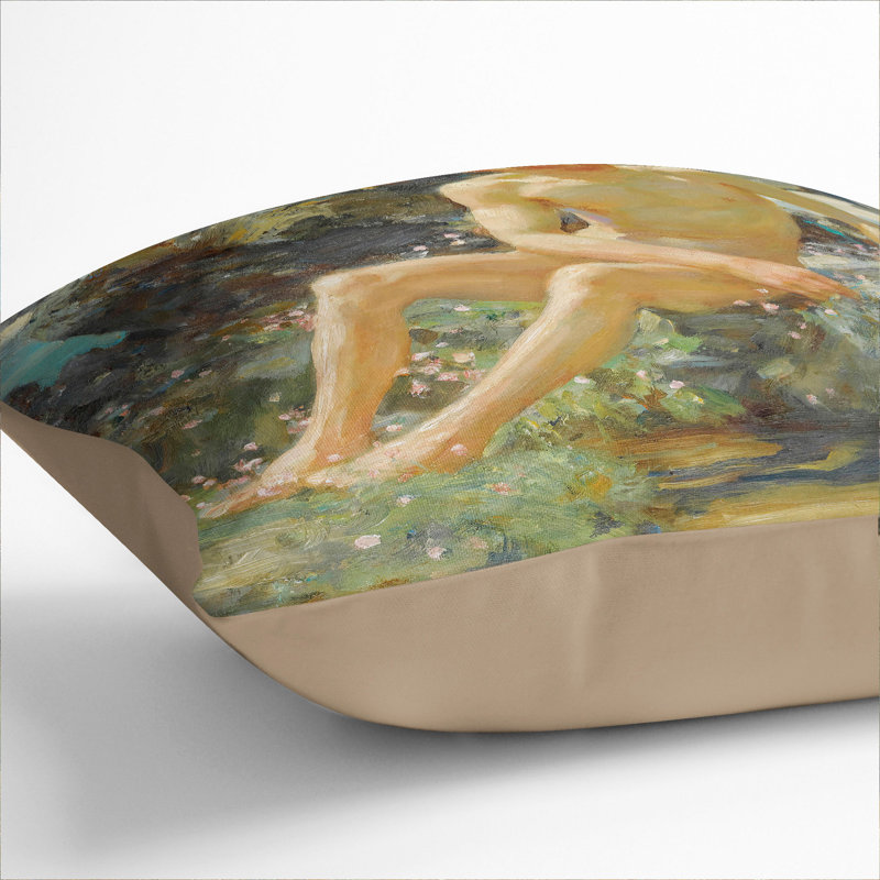 Nude Man On The Rocks Square Throw Cushion, 40cm H x 40cm W x 15cm D, Stone