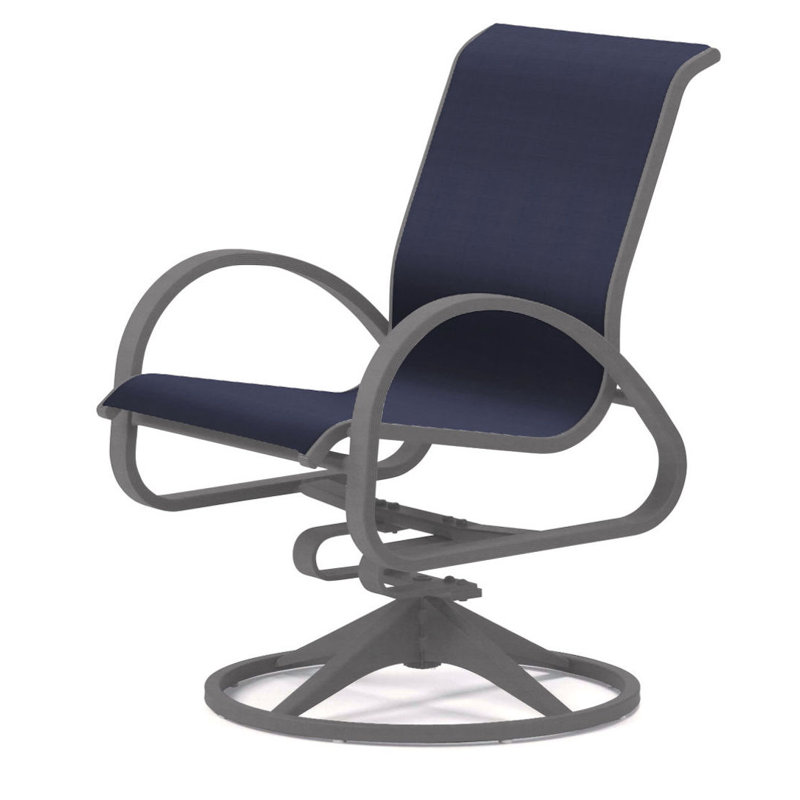 Aruba 1 Outdoor Dining Armchair, Textured Graphite, Navy 13D Sunbrella®