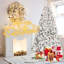 Arbre de Noël enneigé 5 pi avec 300 lumières UL et 27 pommes de pin naturelles, structure articulée et support en métal stable-118094990