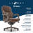 La-Z-Boy Delano Big & Tall Executive Office Chair, Ergonomic Mid-Back with Body Pillow Lumbar Support, ComfortCore® with Memory Foam Cushion, Mahogany Wood Arms and Swivel Base, Bonded Leather-91904559
