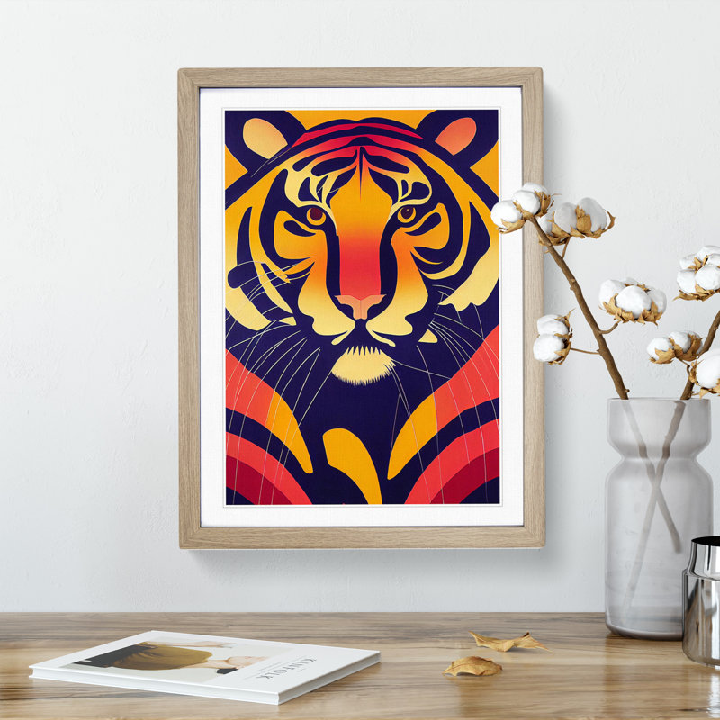 Tiger - Framed Print, Oak, 64cm H x 46cm W x 2cm D