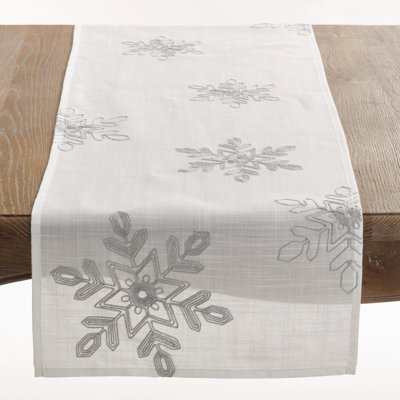 Embroidered Snowflake Holiday Table Runner