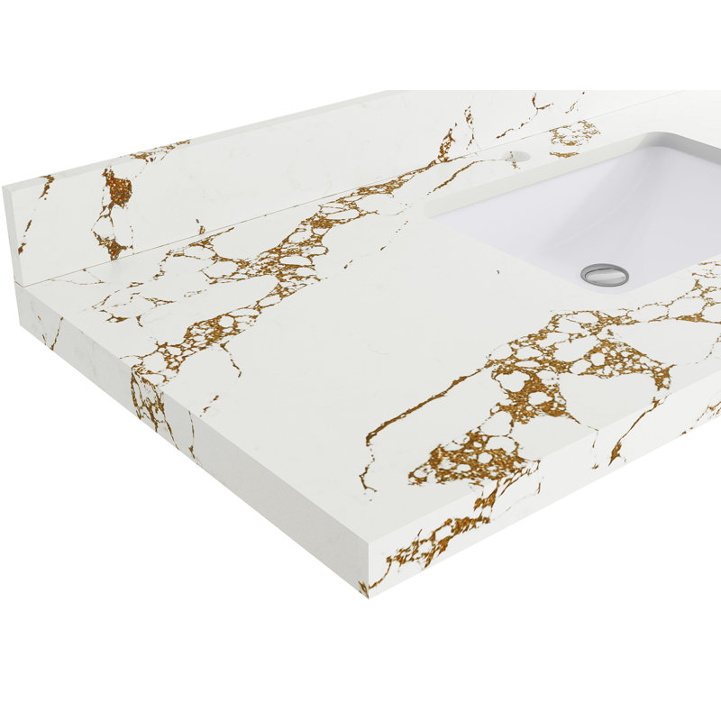 Meuble-lavabo simple autoportant 48 po avec plateau en quartz Alys
