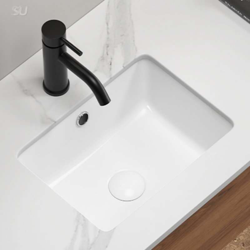 16 Inch Undermount Bathroom Sink, White Porcelain Basin With Overflow And Easy-Clean Surface For Modern Vanities
