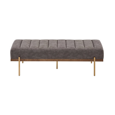 Jaxxon Modern Channel Tufted Bench With Gold Base