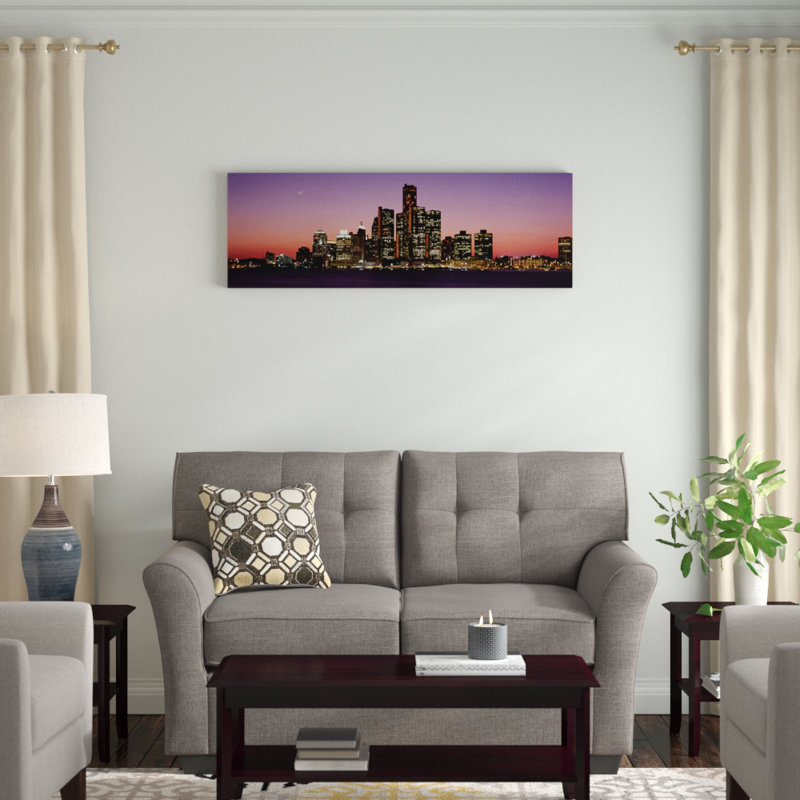 «Detroit, Michigan», reproduction de photo sur toile, H 16 po x l 48 po x P 1,5 po, Cadre noir