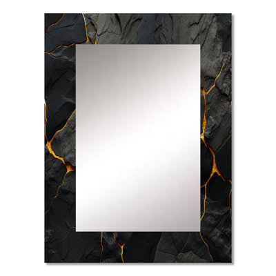 Taliesen volcano Volcanic Veins - Volcano Decorative Wall Mirror, Traditional Large Mirror, Printed Metal Art