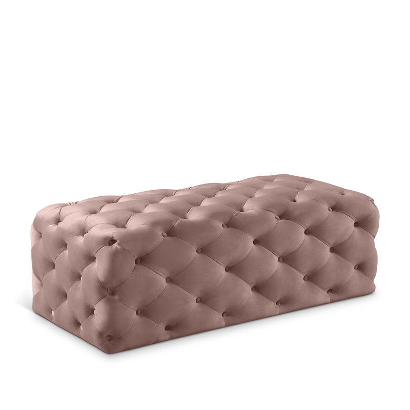 Paz Velvet Ottoman, Pink Velvet