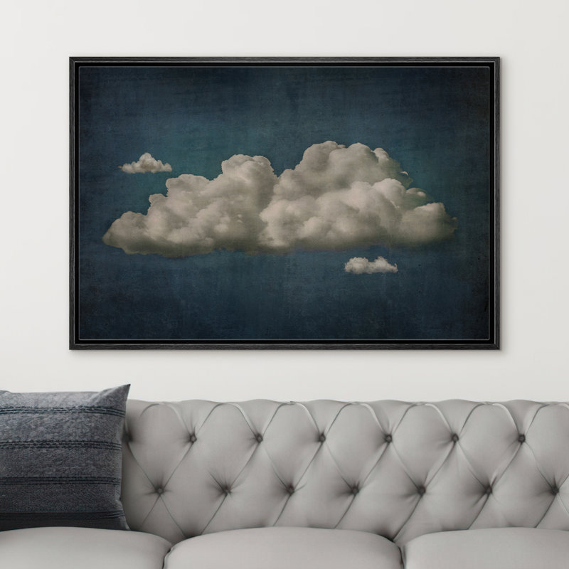 Œuvre d'art décoratif pastel bleu marine abstrait ciel moderne et minimaliste relaxant, Noir, noir, noir, noir